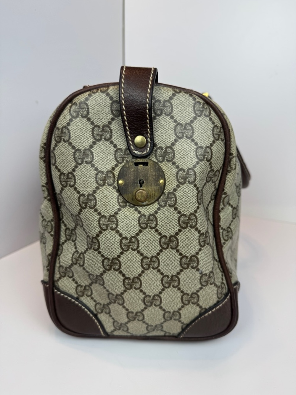 Gucci Green/Brown Web Canvas Duffel Bag - Picture 2 of 16